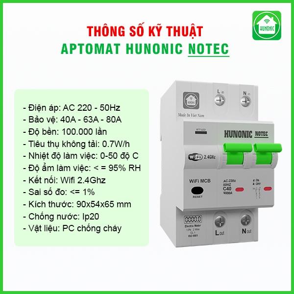 Aptomat Đo Năng Lượng Hunonic Notec CB Thông Minh Hẹn Giờ Tự Động