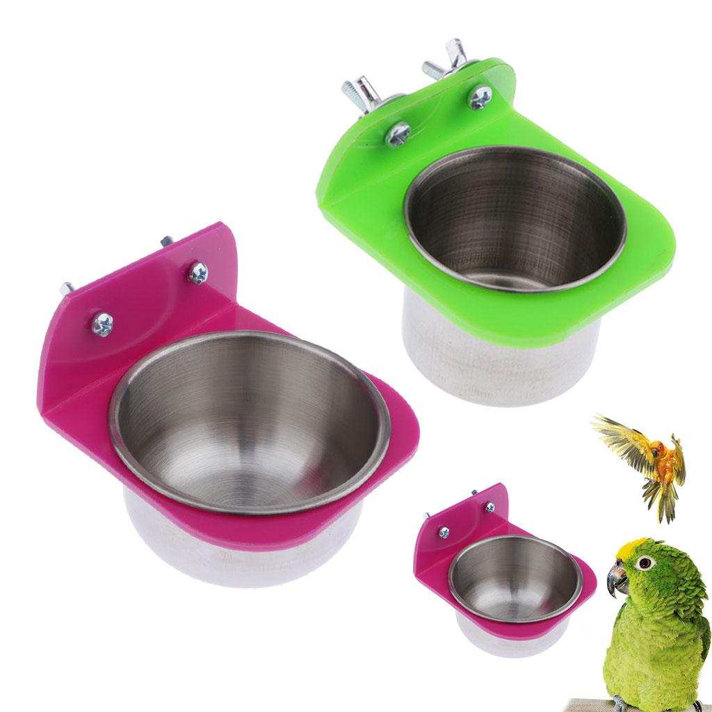 2X Pet Bird Parrot Automatic Water Feeder Feeding Cups for Small to Large