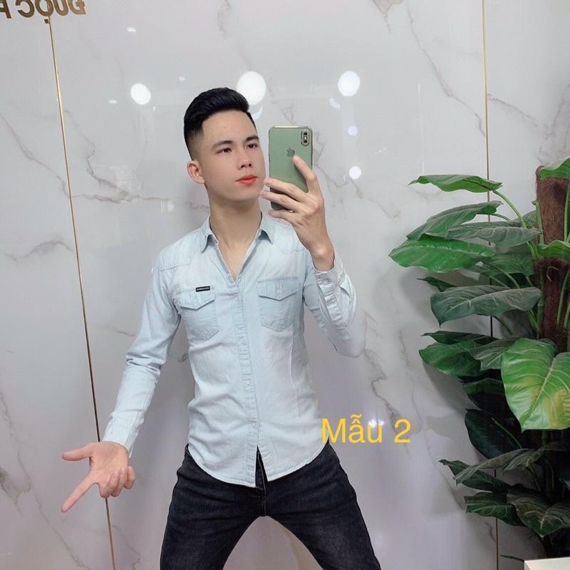 Áo sơ mi bò nam xanh/ áo jeans nam xanh 2021