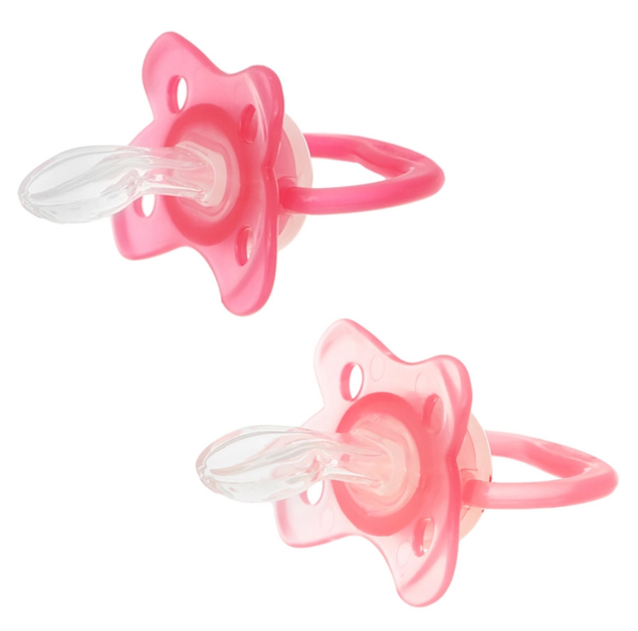 [ PV12006 - Hồng ] Set 2 ty ngậm phát sáng dạ quang Prevent chỉnh nha, chống vẩu Dr.Brown's ( 0-6m )
