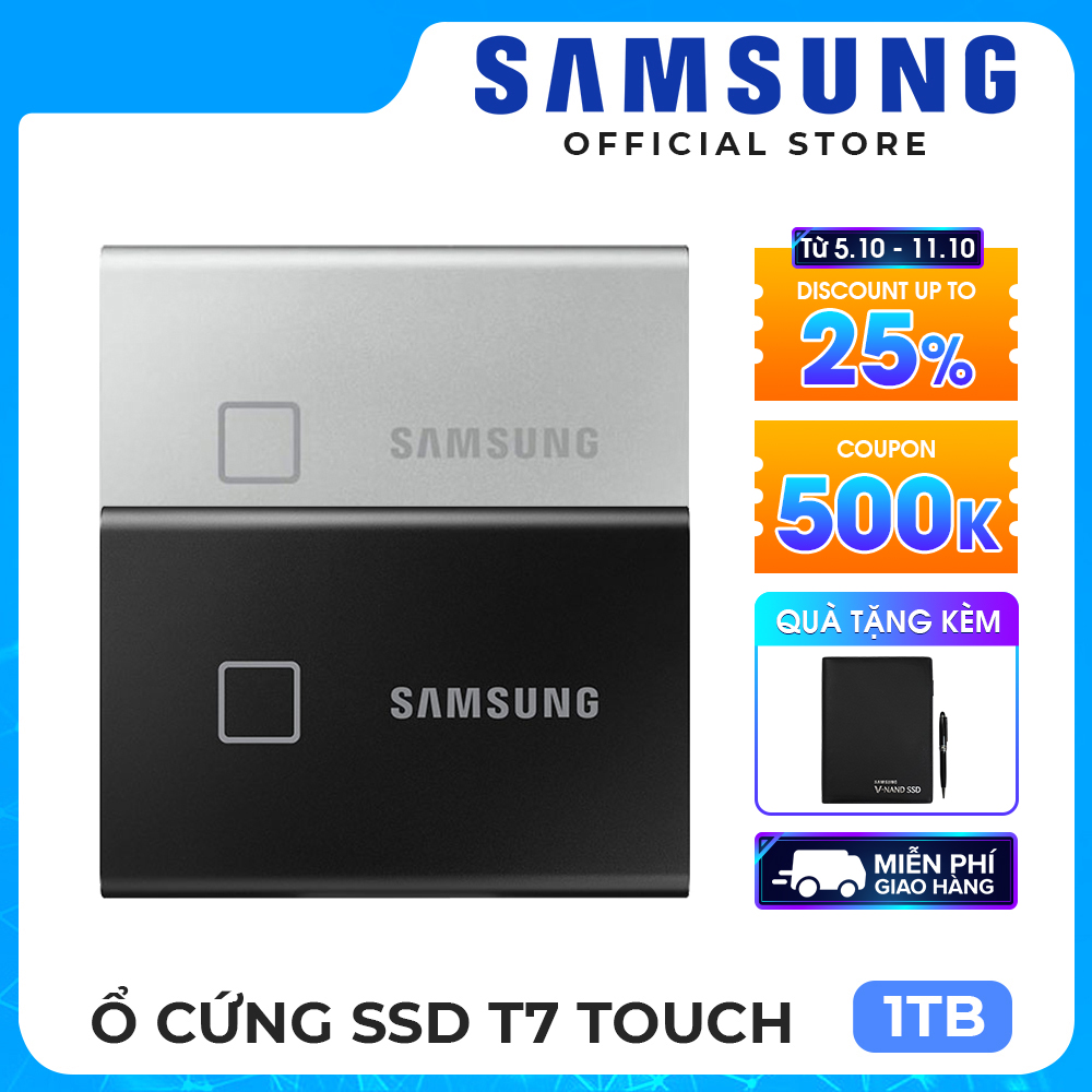 Ổ cứng di động SSD Samsung T7 Touch USB Type C 3.2 Gen 2 - Hàng chính hãng