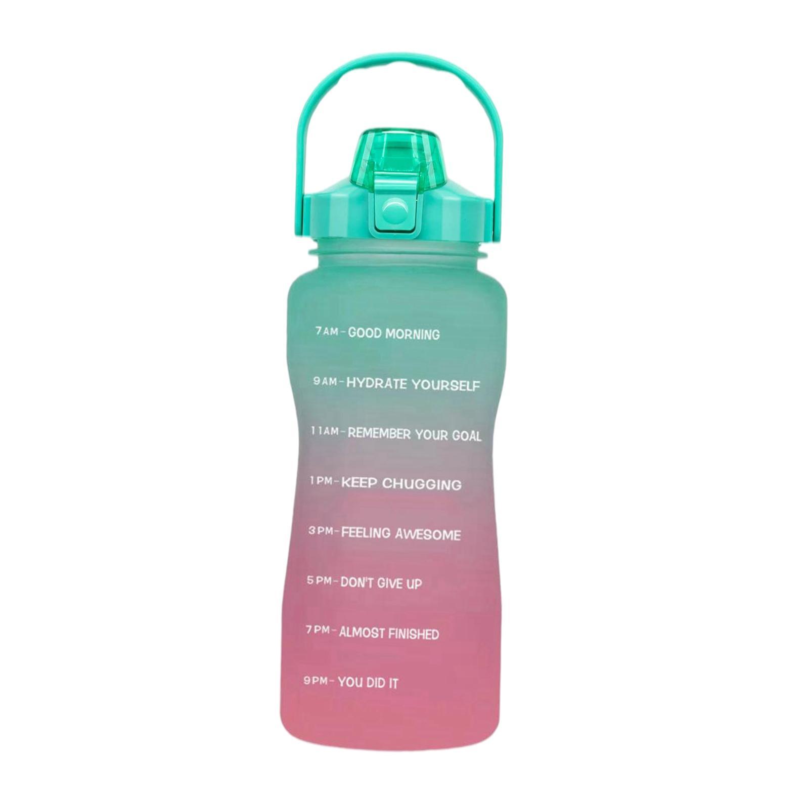 2.2 Litre Motivational Water Bottle with Time Markings &amp; Straw Half Gallon Water Bottle Leakproof BPA Free Reusable Large Water Jug for Sports and Gym