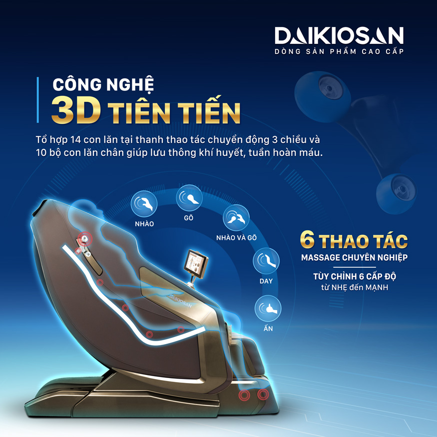 Ghế Massage Daikiosan DKGM-20001 Chế Độ Không Trọng Lực, Công Nghệ AI, Scan Cơ Thể, 3D Massage