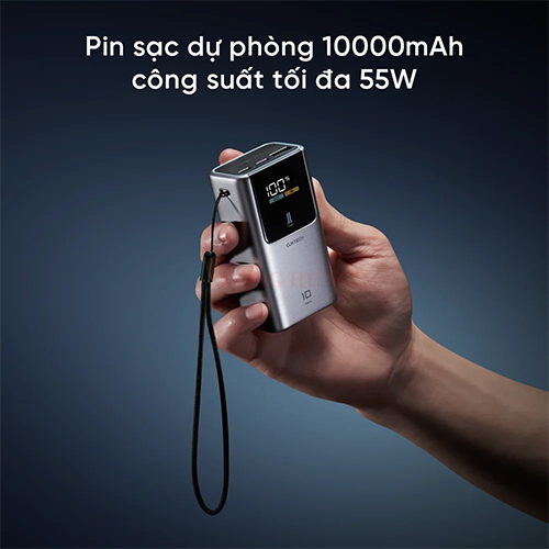 Sạc dự phòng Cuktech Power Bank 10 Mini Built-in USB-C Cable 1USB 2Type-C 55W 10000mAh PB1055 - Hàng chính hãng