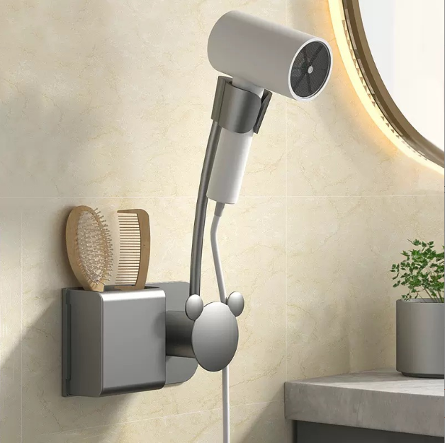 Giá treo máy sấy tóc có ngăn để lược Aurelia Free Hand hàng cao cấp