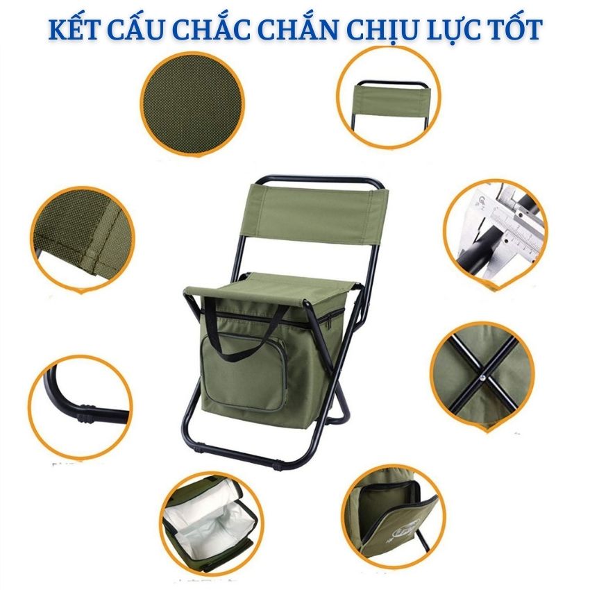 Ghế Xếp Du Lịch Gấp Gọn Đi Dã ngoại Cắm Trại Ngồi Câu Cá Khung Thép Chịu Lực 260 Kg