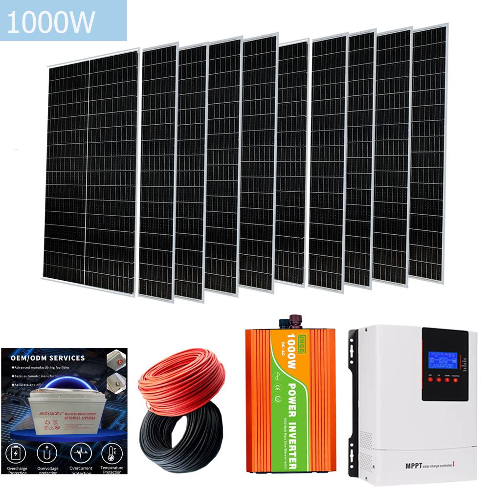 Bảng điều khiển năng lượng mặt trời Jingyang 12V 100W 200W 300W 400W 1000W Hệ thống tấm pin mặt trời cứng nhắc 120W Màu pin tế bào đơn tinh thể cứng