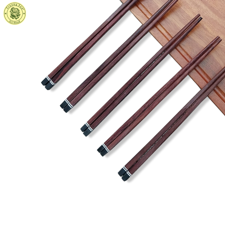 Đũa Gỗ Cao Cấp - Đũa Gỗ Cẩm Lai Ghép Đầu Đen - Đồ Gỗ Nhà Bếp Thương Hiệu Trường Sơn