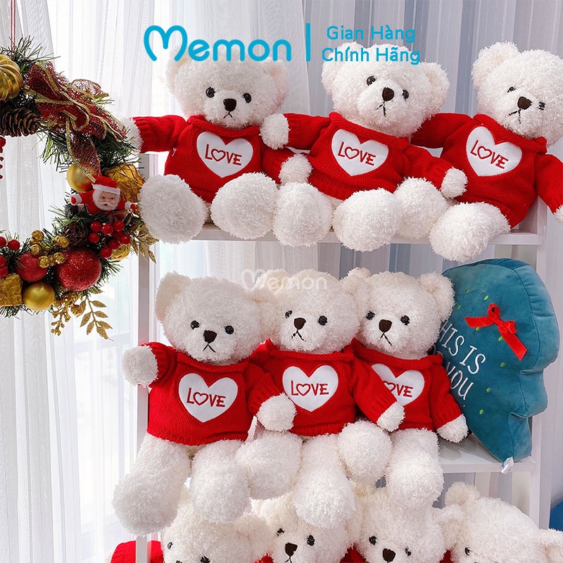 Gấu Bông Teddy Head Tales Trắng Áo Đỏ Chữ Love Cao Cấp Memon