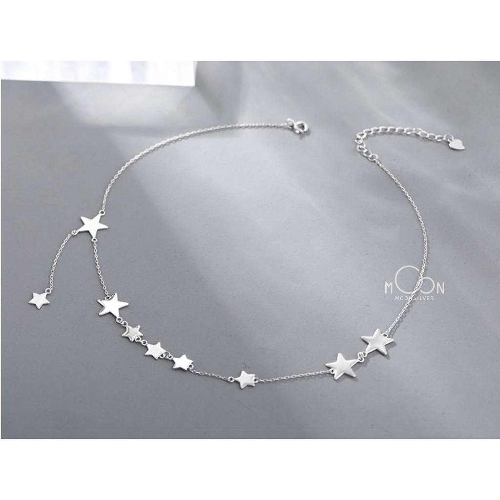 Choker bạc, Dây chuyền vòng cổ bạc nữ chuỗi ngôi sao chocker cá tính điệu đà