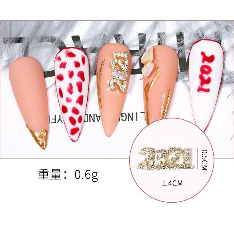 Charm Tết chữ 2021 đính móng(combo 4 cái) (byh182)