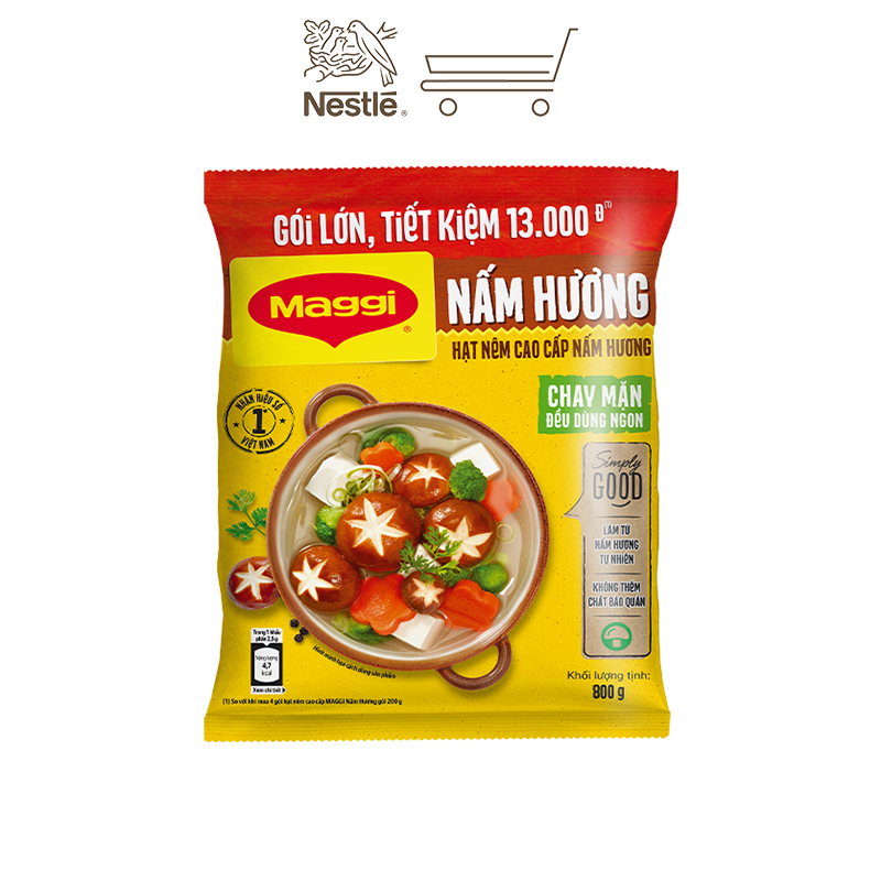 Combo MAGGI THANH DỊU 2: 1 Chai nước tương đậu nành Giảm Muối 300ml + 1 Chai dầu hào 820g + 1 Gói hạt nêm cao cấp Nấm Hương 800g