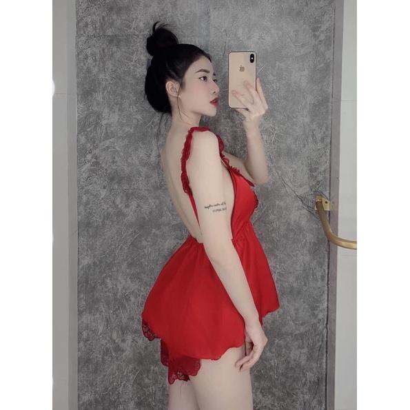 Đồ ngủ sexy nữ gợi cảm, Đồ bộ nữ cao câp ren sexy có mút ngực tăng đơ điều chỉnh