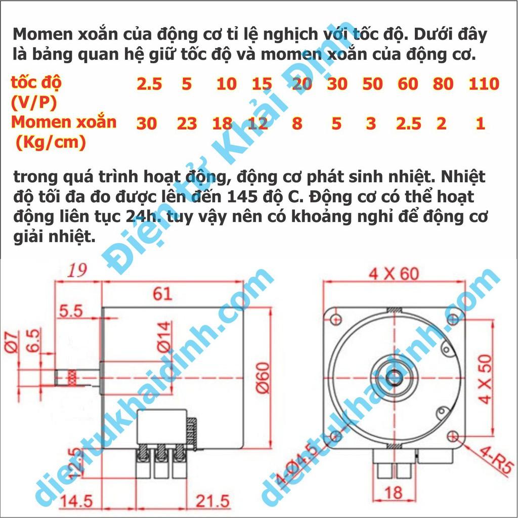 ĐỘNG CƠ GIẢM TỐC 220VAC 60KTYZ TRỤC 8MM 10/30/60/110V/P 14W kde4648