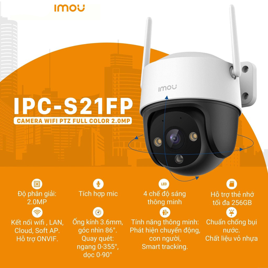 Hình ảnh Camera WIFI ngoài trời IMOU S21FP, S41FP có màu ban đêm, xoay 360 độ - Hàng chính hãng