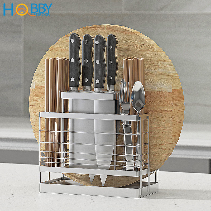 Kệ đựng đũa muỗng dao thớt đa năng Hobby Home Decor KDMT4 chất liệu Inox 304 không rỉ