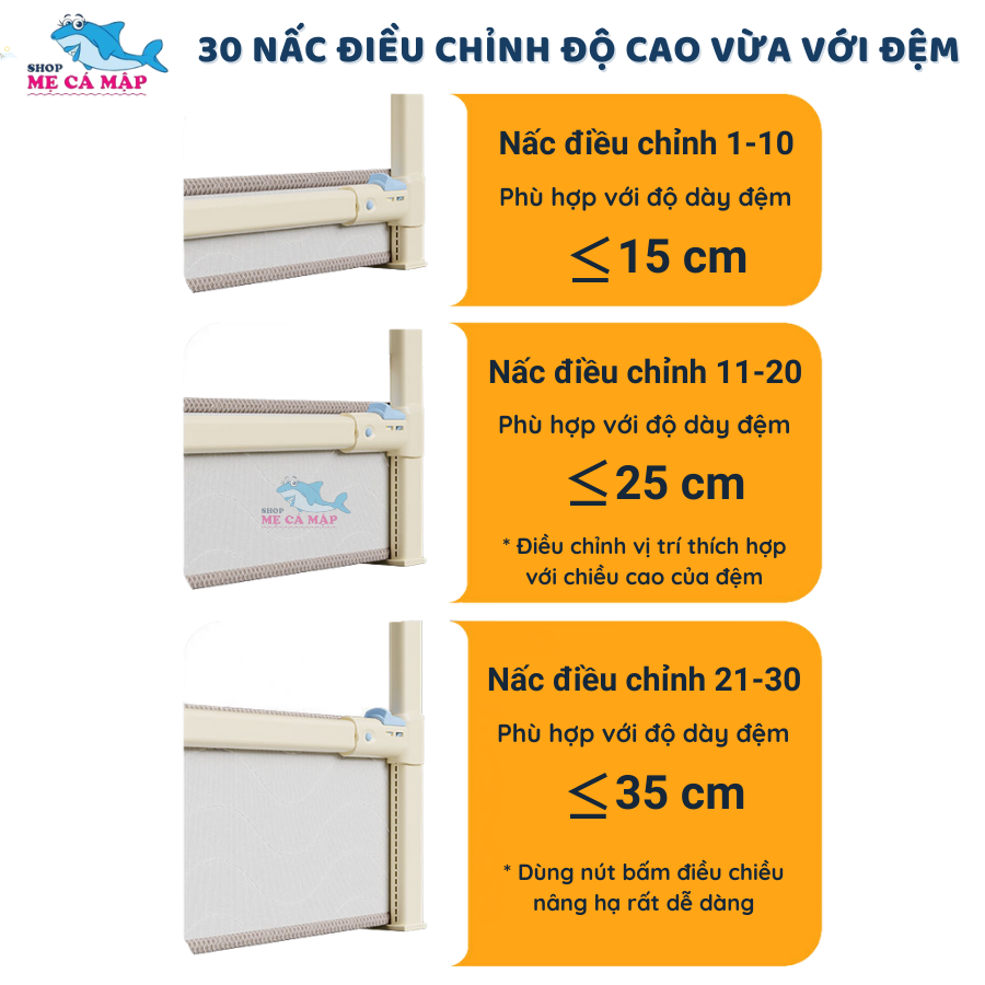 Thanh Chắn Giường Pakey LC1 Bản New Cao 105cm Ống Thép Siêu Dày, Thanh Chắn Giường Thiết Kế Chốt Nâng Cấp Bấm Hạ Dễ Dàng