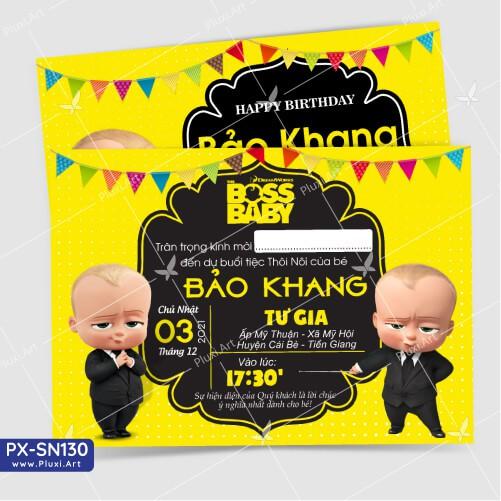 Thiệp thôi nôi – sinh nhật Pluxi Nhóc Trùm PX_SN130