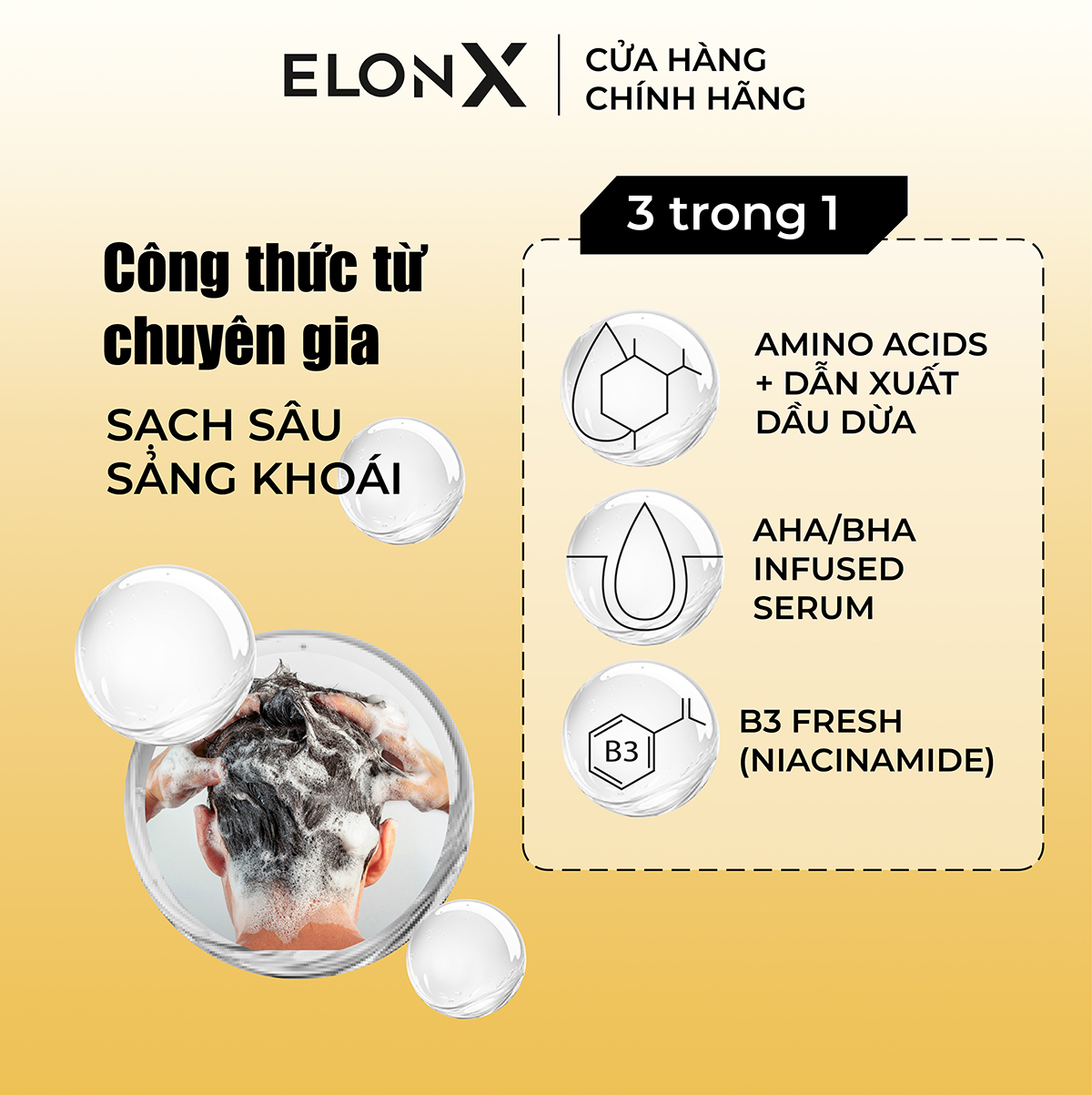 Combo 2 dầu gội ElonX dầu gội 3 in 1 nam dầu gội hương nước hoa bộ dầu gội nam sữa tắm gội (680gr x 2) (sáng tối)