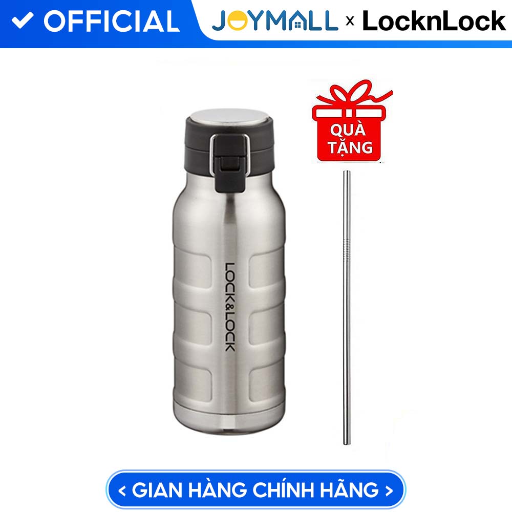 Bình Giữ Nhiệt Bằng Thép Không Gỉ Lock&Lock Bumper Bottle LHC4141SLV , LHC4142SLV - Hàng Chính Hãng, Tặng Kèm Ống Hút Inox
