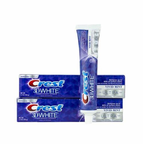 Set 5 Tuýp kem đánh răng Crest 3D White Vivid Mint Ultra - Mỹ (737g/ 5 tuýp)