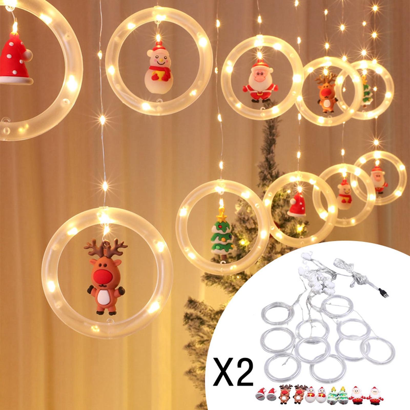 2x Christmas Curtain Lights Clear USB Powered for Bedroom Christmas Trees
