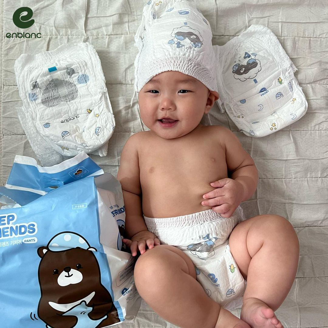 Combo 3 Bịch Tã Bỉm Quần Cao Cấp Hàn Quốc ENBLANC KEEP FRIENDS Siêu Khô Thoáng, Thấm Hút Nhanh Cho Bé Trai Size L (7-12kg) 26 Miếng