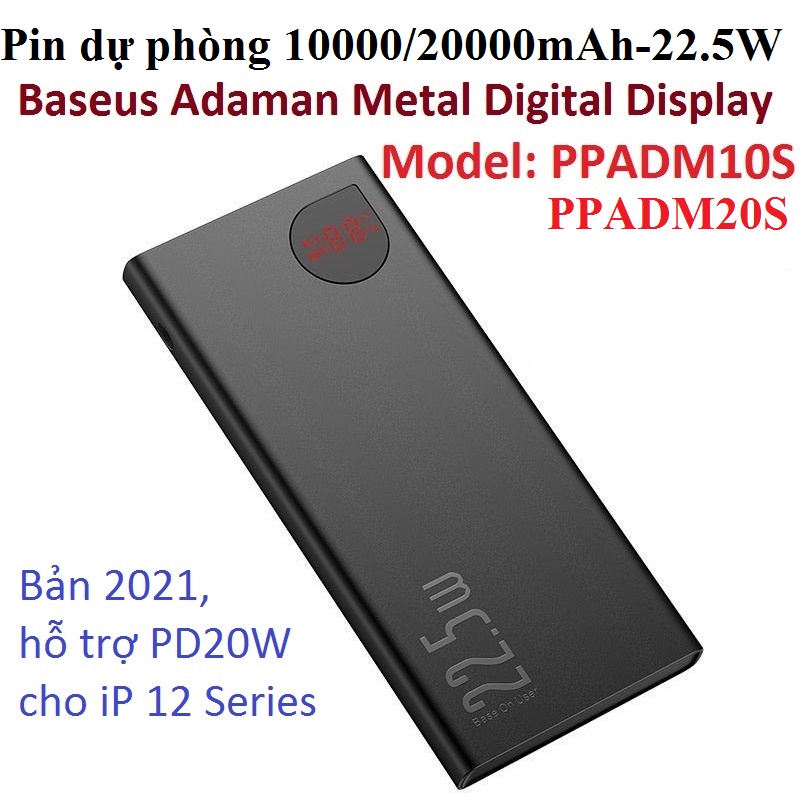 Pin dự phòng 22.5W Baseus Adaman Metal PPADM10S / PPADM20S _ Hàng chính hãng