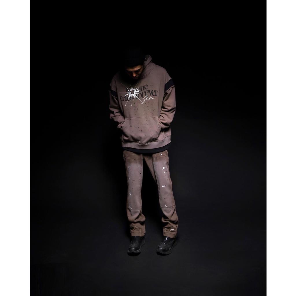 Áo hoodie 'GOLDIE NOCF' giặt nhuộm 100% nỉ French Terry