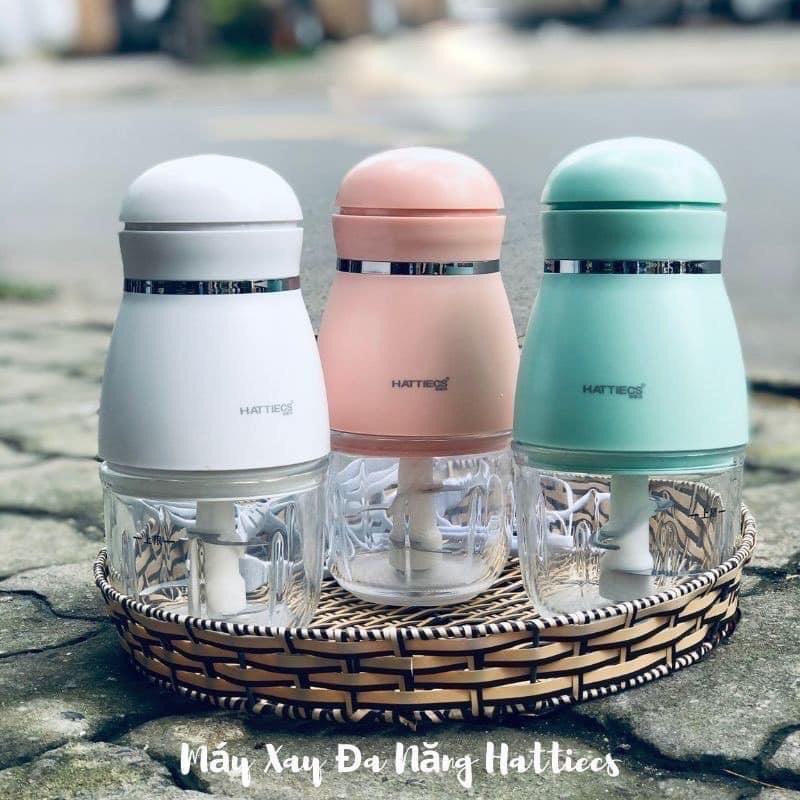 Máy Xay Hattiecs 6 Lưỡi 0.3L Cối Thuỷ Tinh, Máy Xay Cho Bé Ăn Dặm