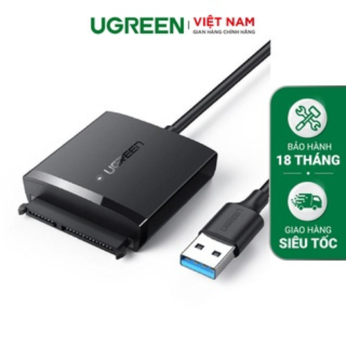 Bộ chuyển đổi ra ổ cứng và SSD SATA UGREEN CM257 Có nguồn DC 5.5mm - Tốc độ truyển tải lên đến 5Gbps - Hàng chính hãng