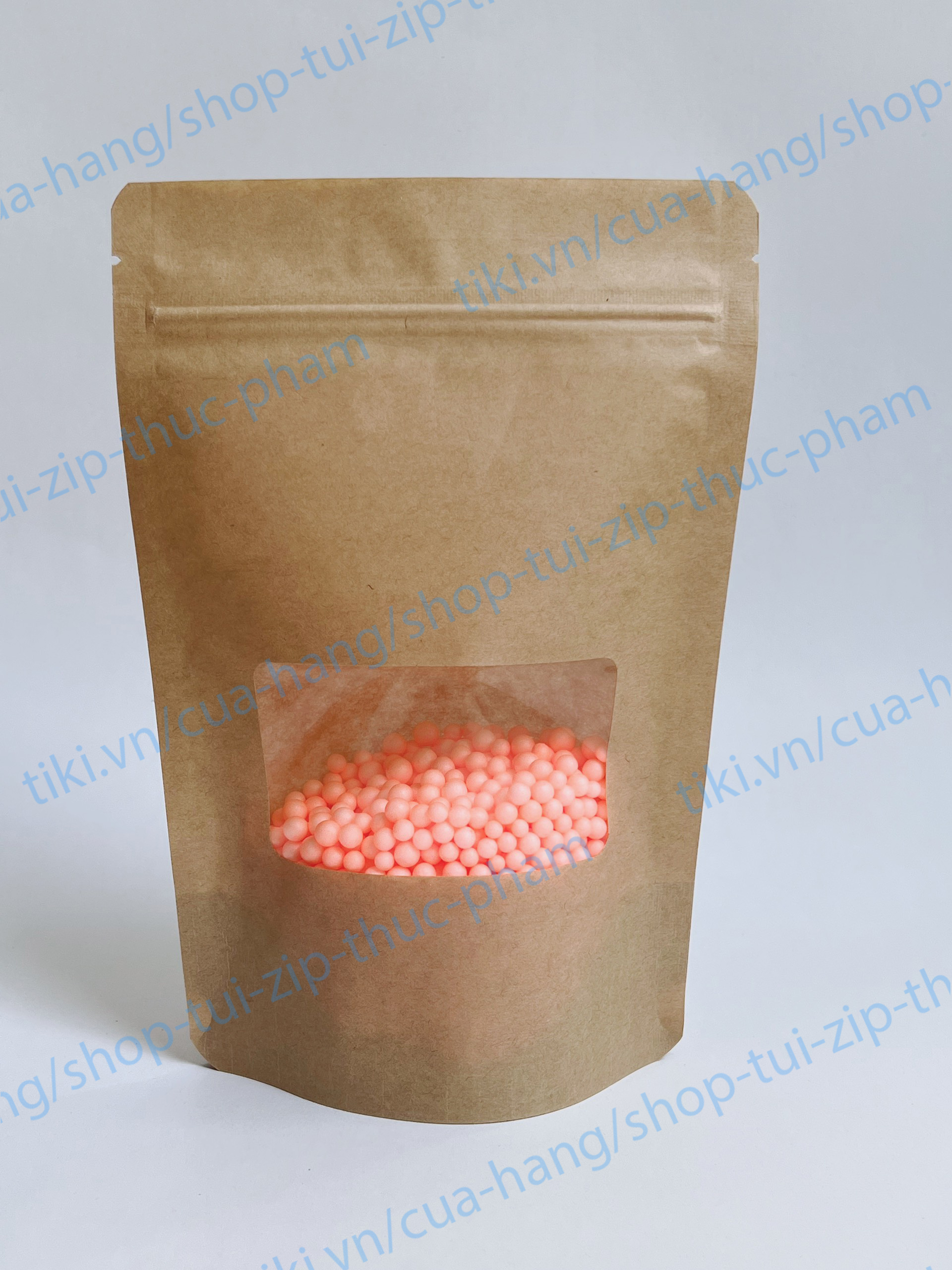 1KG Túi giấy cửa sổ đáy đứng - túi giấy đựng thực phẩm (zip, zipper, ziplock) - Túi zip đựng bánh kẹo - size