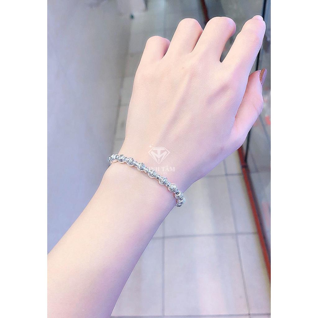 Lắc tay bi bạc nữ bi phay sáng bạc 925, Lắc tay nữ bi bạc Ý cao cấp-Minh Tâm Jewelry