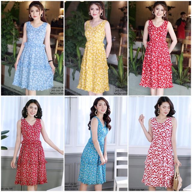Đầm lanh sát nách cổ tim trước sau