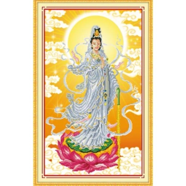 tranh thêu chữ thập Quan Âm 45x70cm - chưa thêu