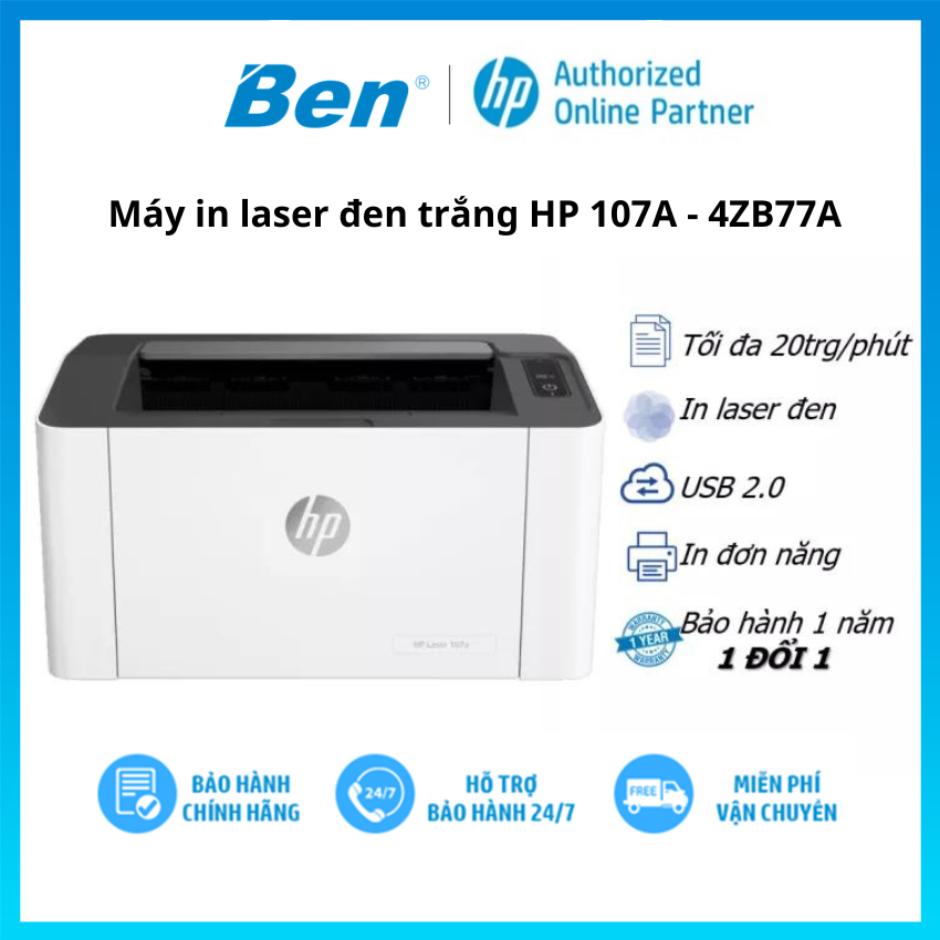 Máy in Laser Trắng Đen HP 107A - Hàng chính hãng