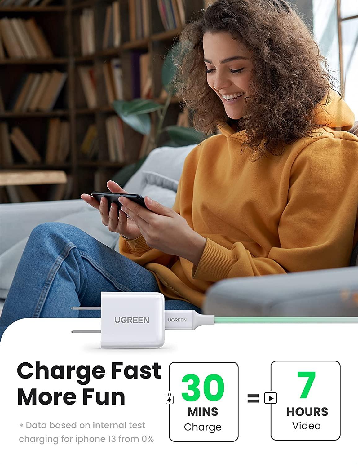 Ugreen UG70572CD249TK 20W USB-C Màu Trắng Bộ sạc mini cổng USB-C chân cắm US - HÀNG CHÍNH HÃNG