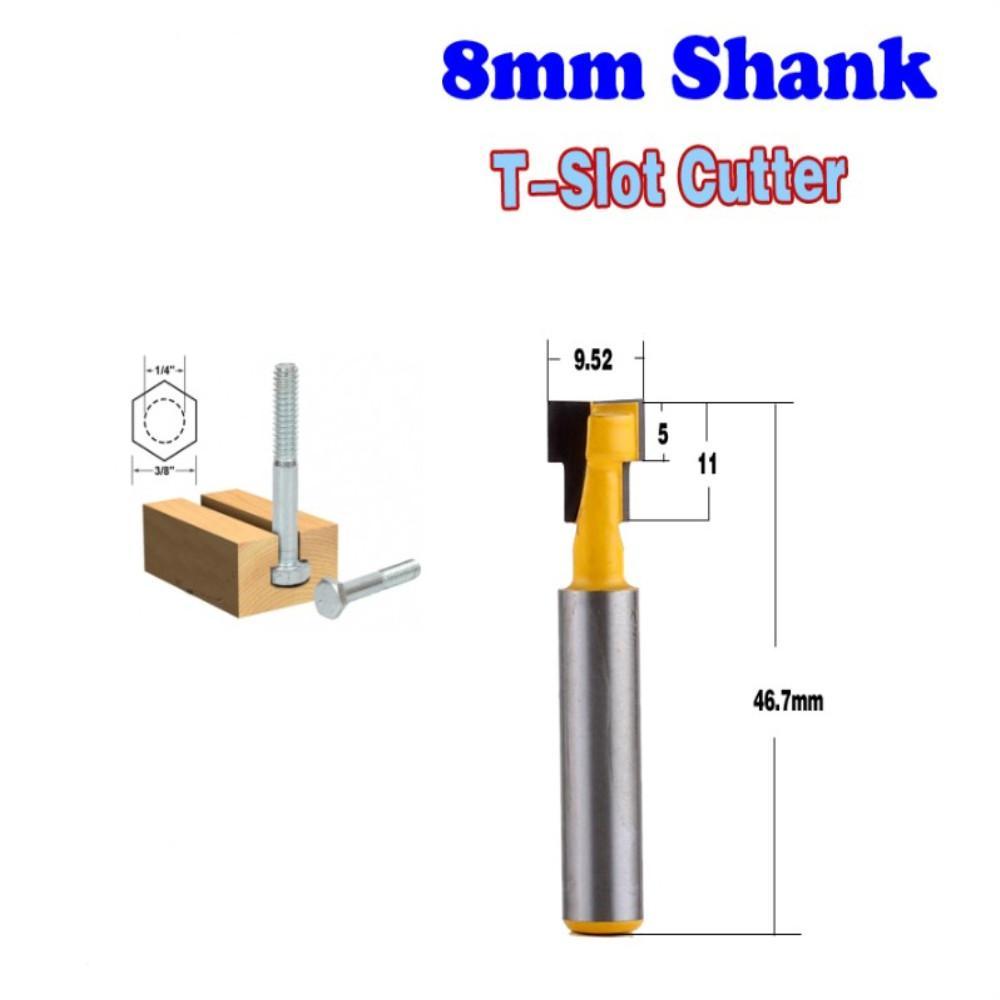 2Pcs 8mm Shank T- Slot Woodworking Router Bit Carpenter Milling Cutter 3/8''