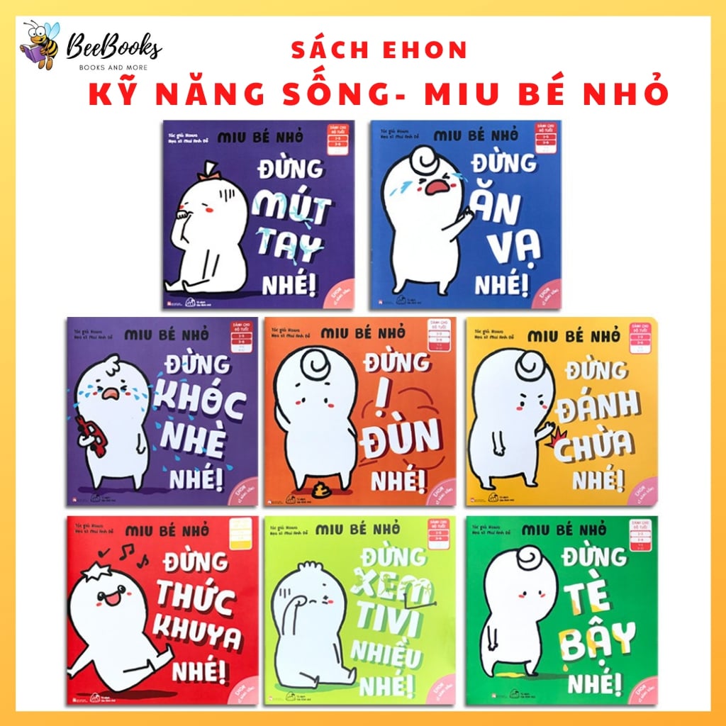 Sách Ehon Nhật Bản- Bộ sách ehon kĩ năng sống MiuMiu bé nhỏ dành cho bé từ 1-6 tuổi- Ehon dạy bé bằng những lời yêu thương