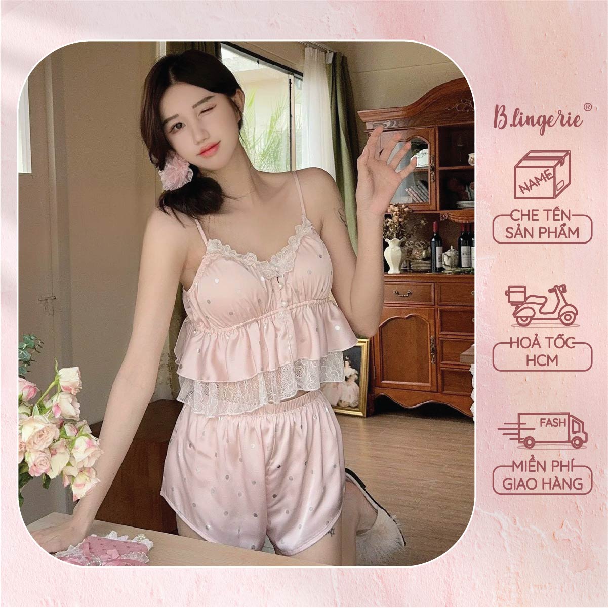 Bộ Đồ Ngủ Nữ Chấm Bi Ngọt Ngào - B.Lingerie