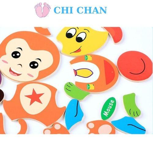 Đồ chơi ghép hình gỗ ép mịn phát triển tư duy cho bé kích thước 15*15cm, đồ chơi giáo dục phát triển não bộ