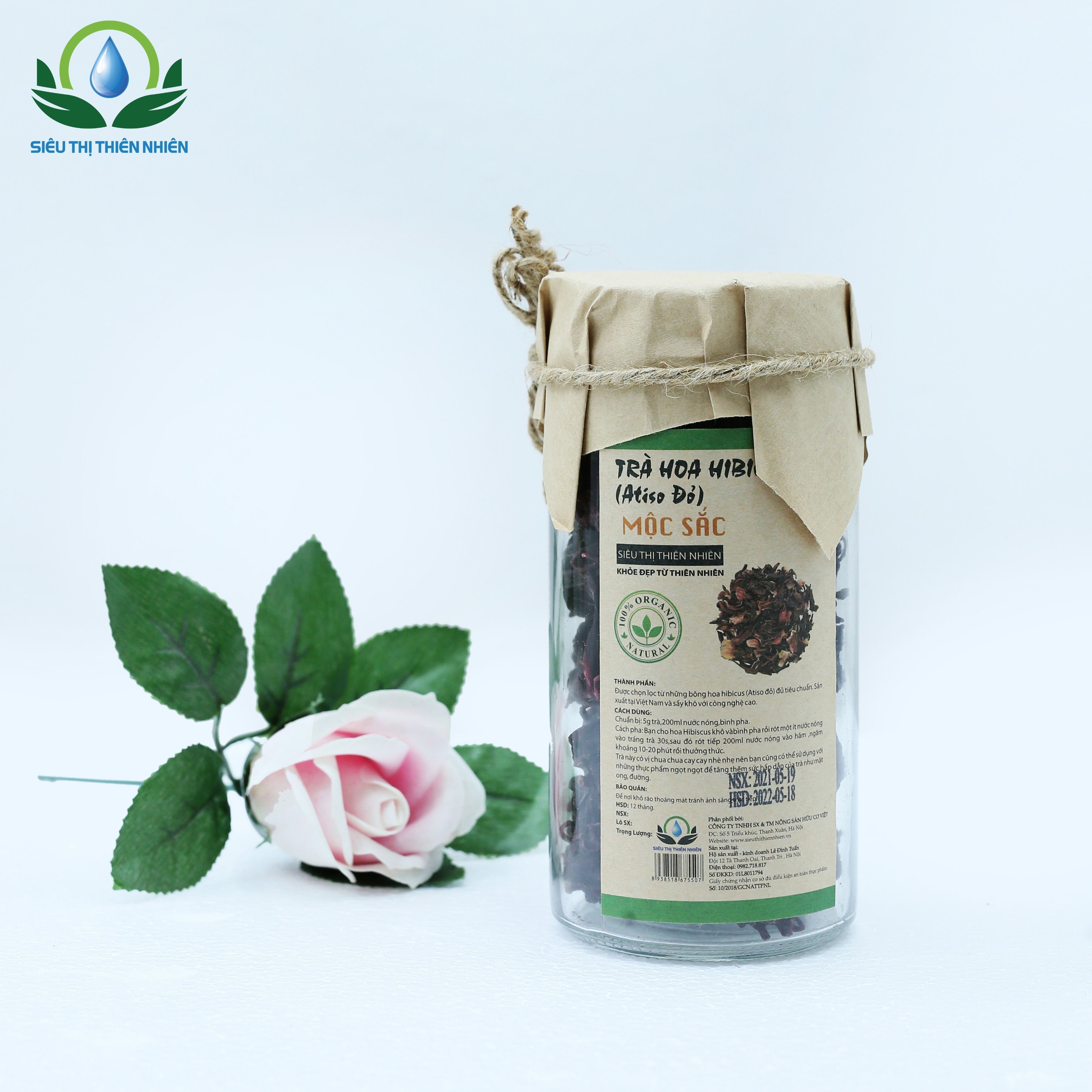 Trà Hoa Dâm Bụt Sấy Khô (Hibiscus) Mộc Sắc SIÊU THỊ THIÊN NHIÊN Hỗ Trợ Hạ Huyết Áp, Giảm Stress