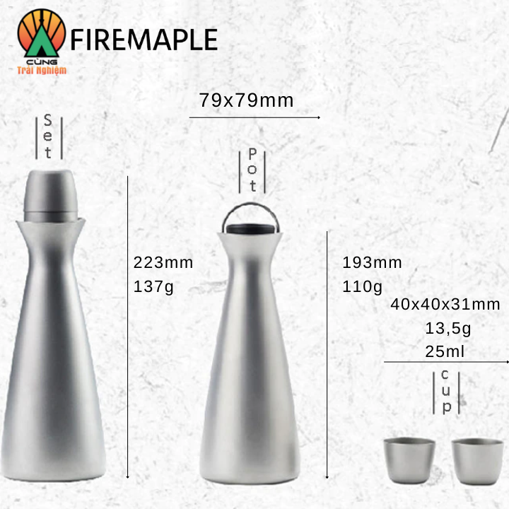 Bộ Bình đựng rượu kèm 2 ly Titanium Fire-Maple FMP-BINH-2