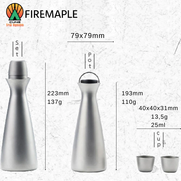 [CHÍNH HÃNG] - Bình đựng rượu kèm cốc Titanium 450ml Fire Maple 450ml FMP-BINH 2