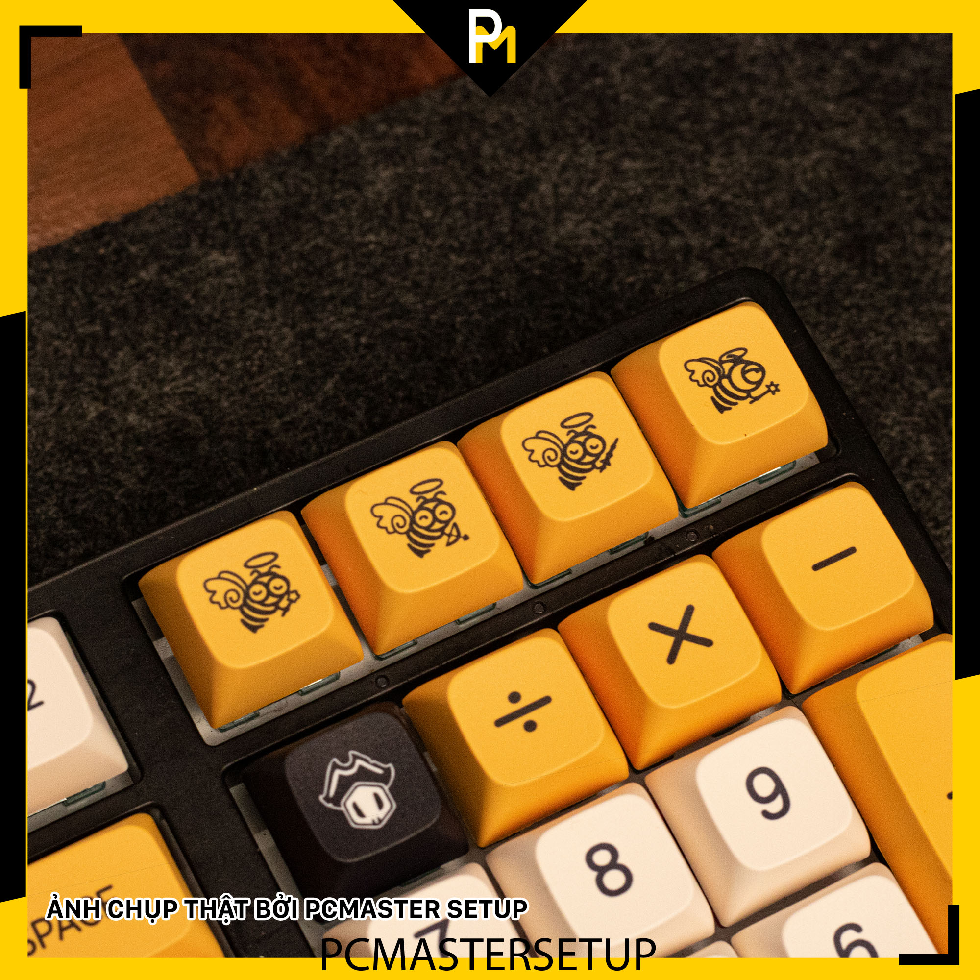 Keycap xda pbt Honeybee and milk cao 9.5mm nút cho bàn phím cơ 140 phím