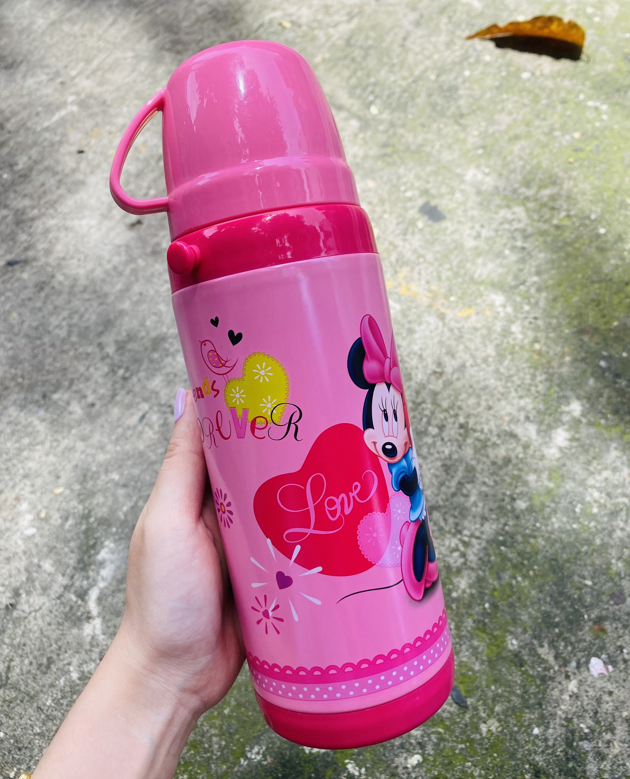 Bình nước giữ nhiệt hình Chuột Minnie màu hồng cho trẻ em, các bé, học sinh - - WD-3416MIN