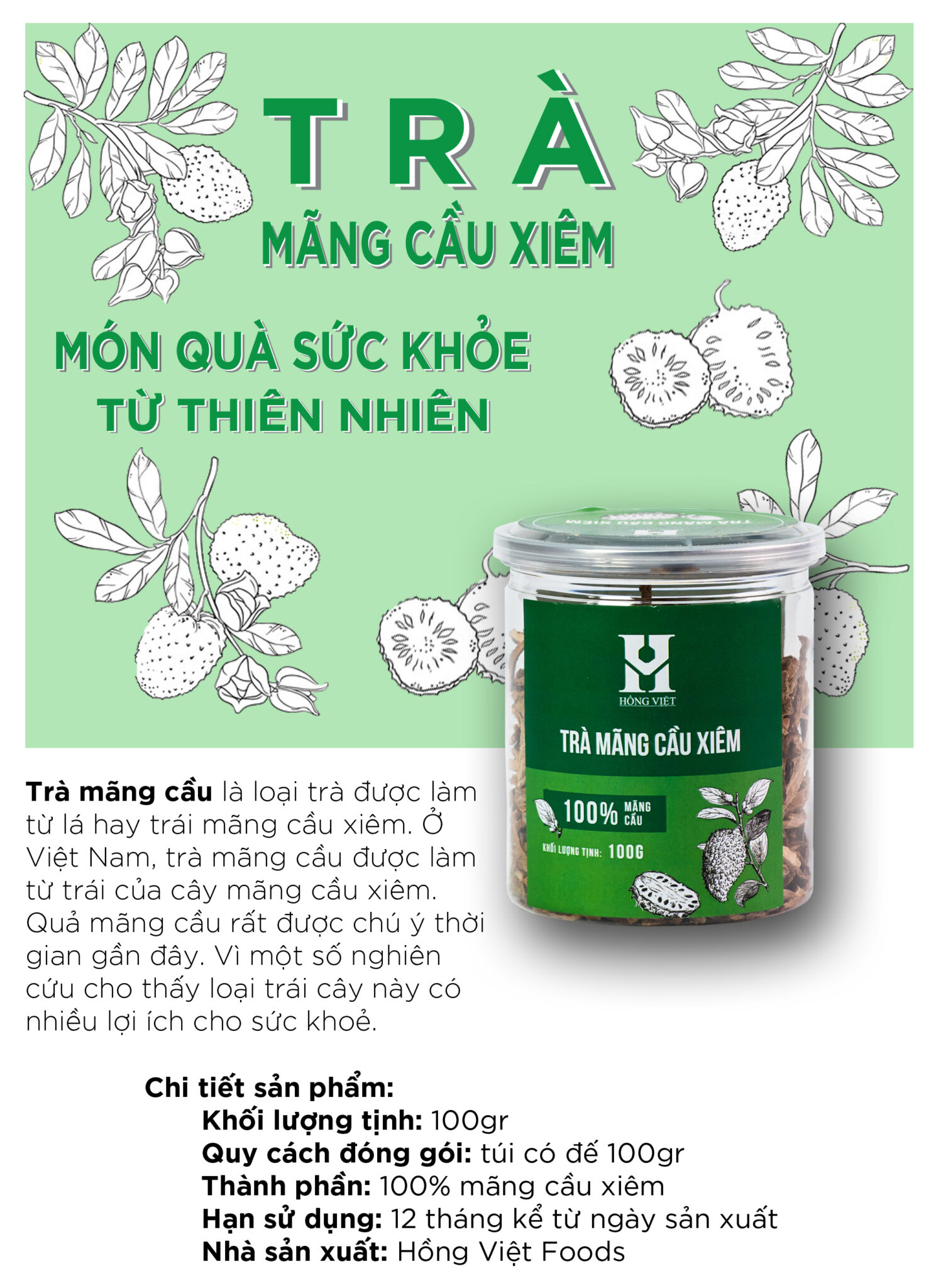 Trà mãng cầu xiêm sấy khô 100gr