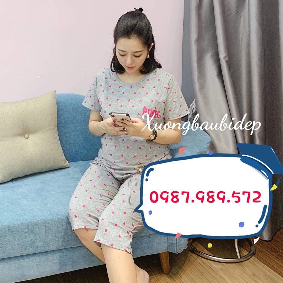 Bộ đồ bầu Pink Quảng Châu Bầu và Sau Sinh Cộc Tay