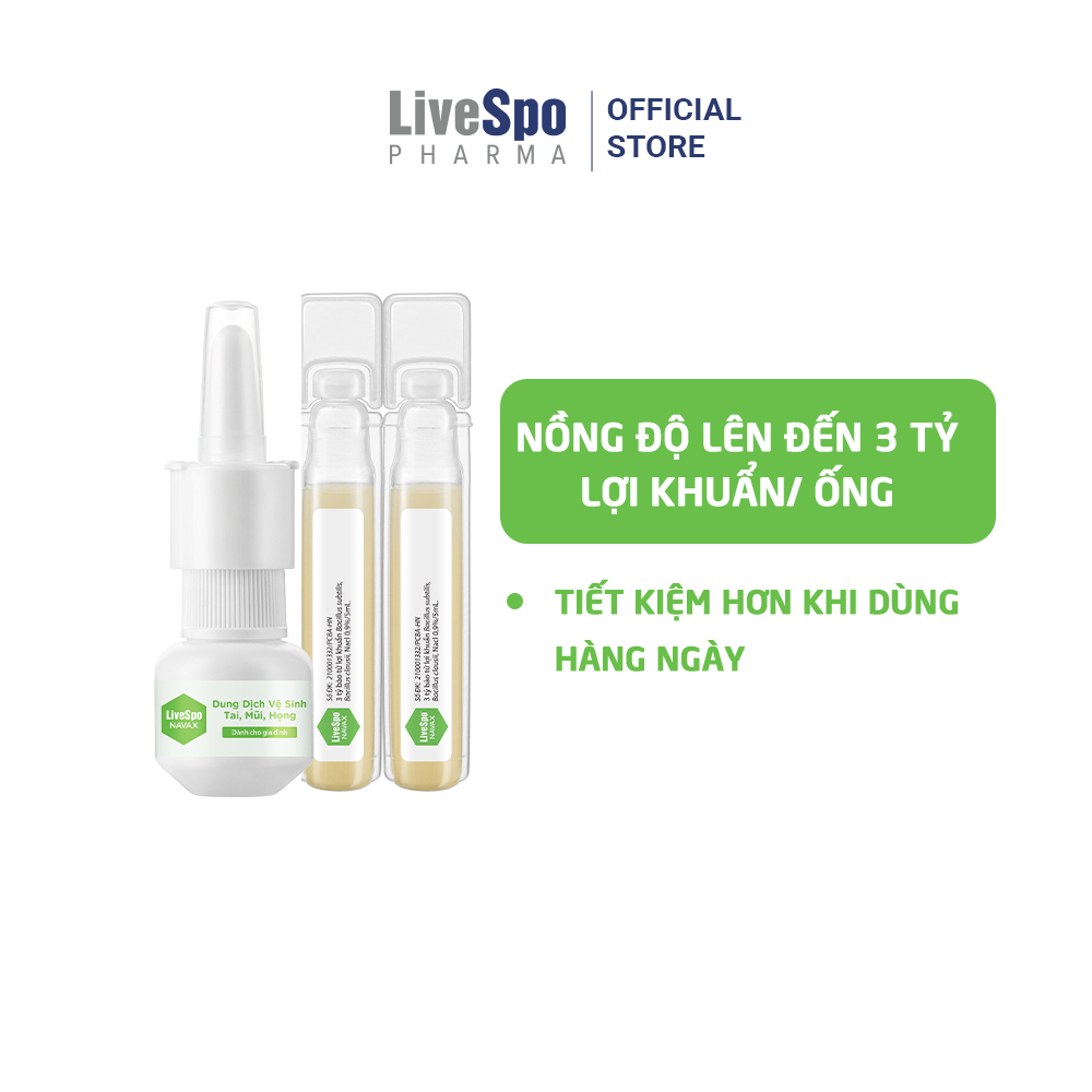 Nước muối rửa mũi bào tử lợi khuẩn LiveSpo Navax Family - Dành cho gia đình 5 ống x 5ml