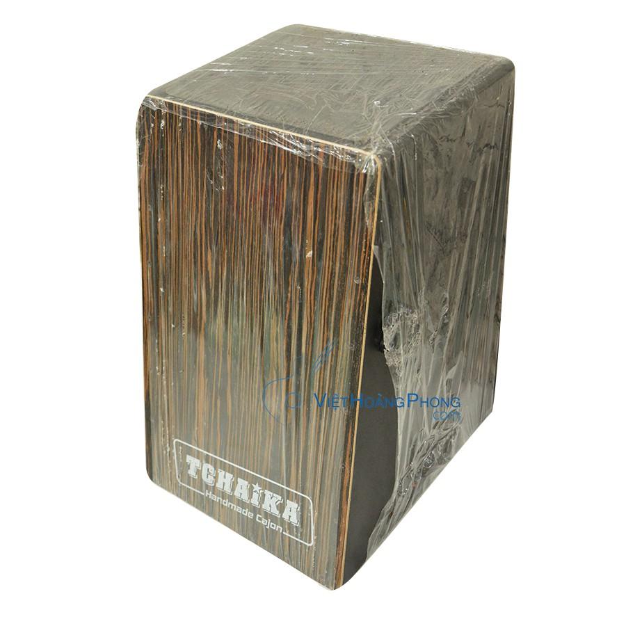 Trống Cajon Handmade Thái Lan TCHAIKA có Snare - Mặt Xéo Đen